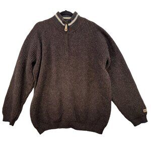 Columbia Sportswear Mens 100% Shetland Wool 1/4 Zip Sweater L Brown